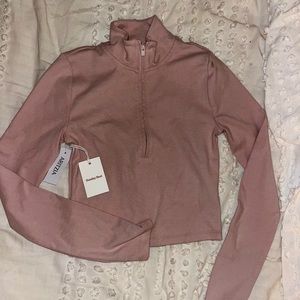 Aritzia dusty pink quarter zip shirt
